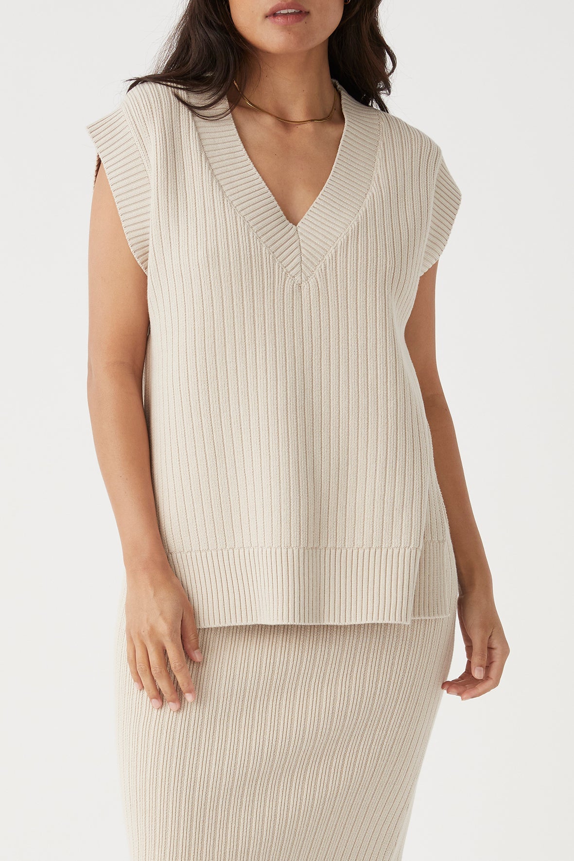 Vera Organic Knit Vest - Sand