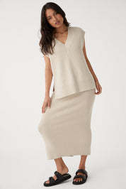 Vera Organic Knit Vest - Sand