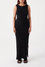 Mila Reversible Textured Maxi Dress - Black