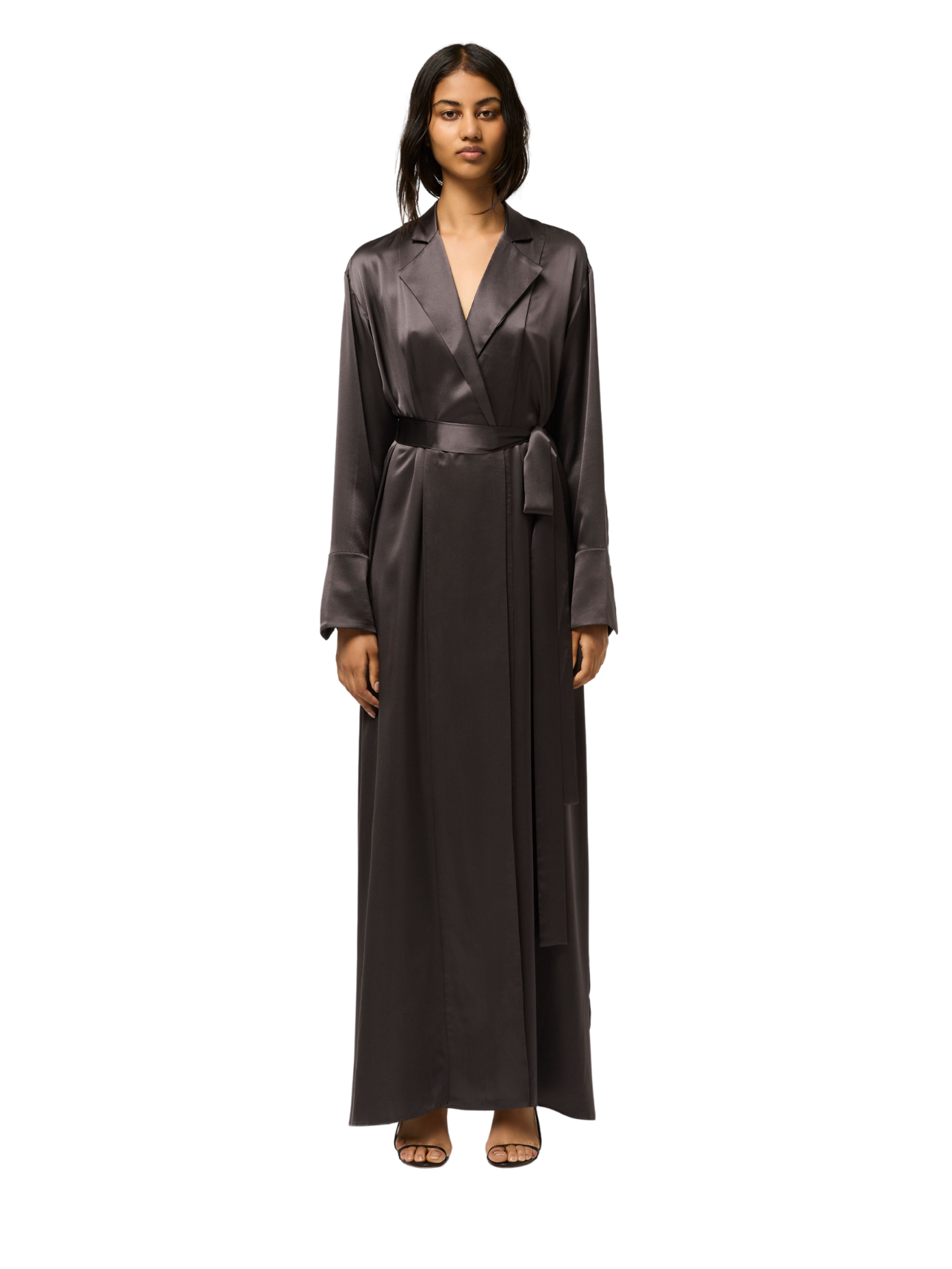 Maxi Wrap Shirt Dress - Grey