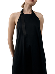 Ring Detail Halter Dress - Black