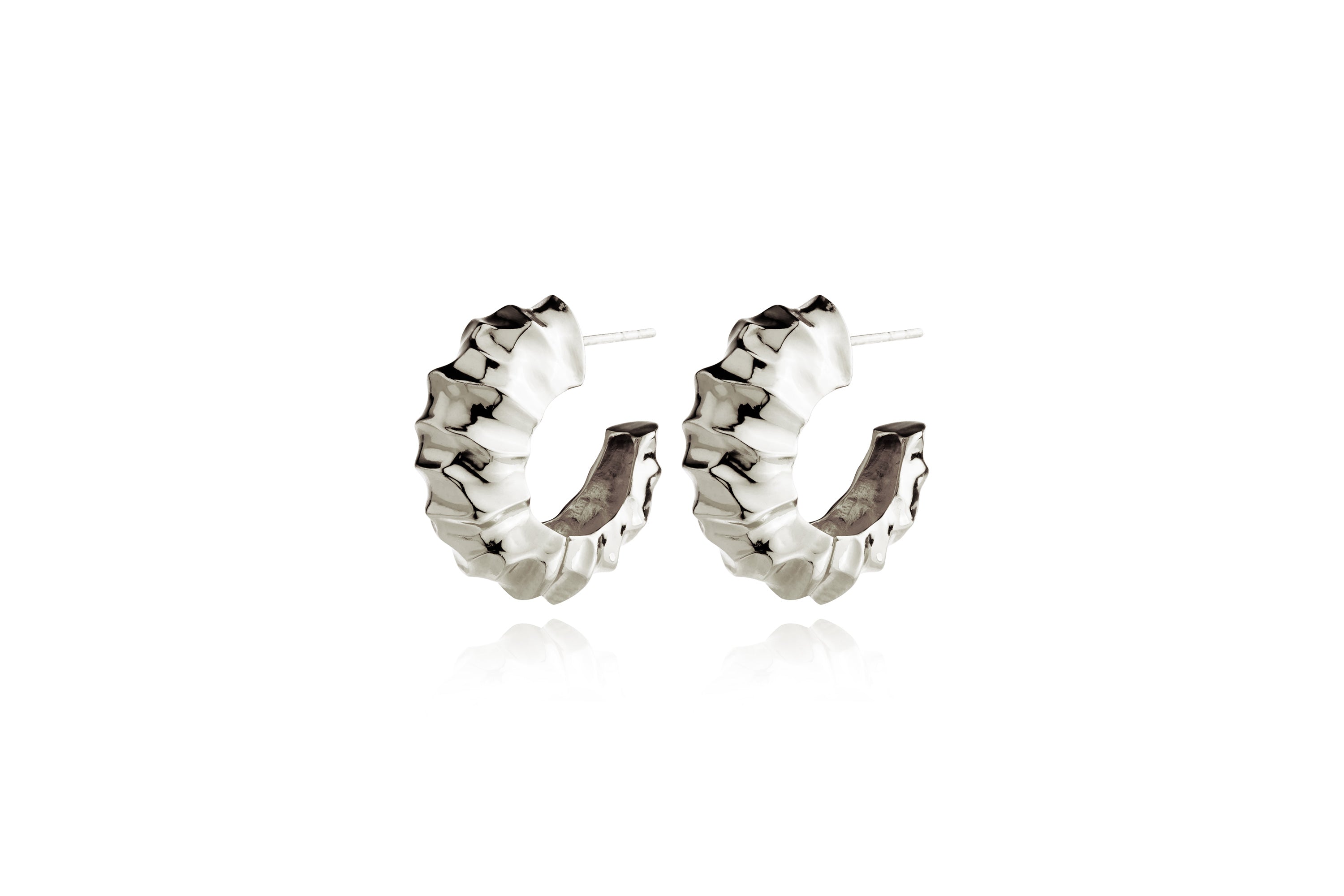 Hammered Hoop Earrings Silver