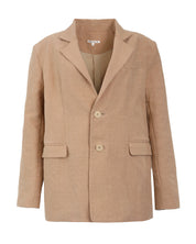 The Oversized Wide Shoulder Linen Blazer, Butterscotch