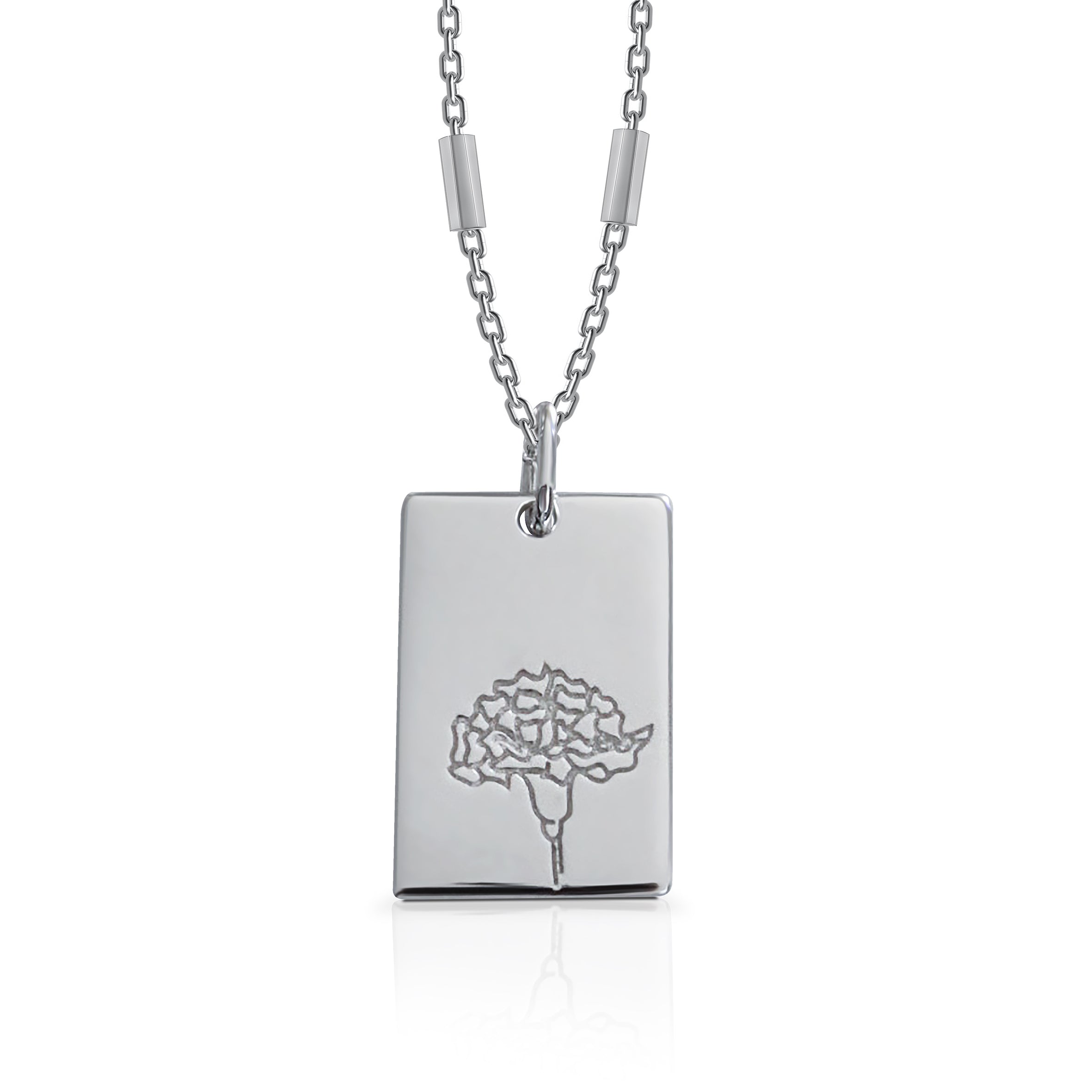 January (Carnation) Birth Flower Necklace