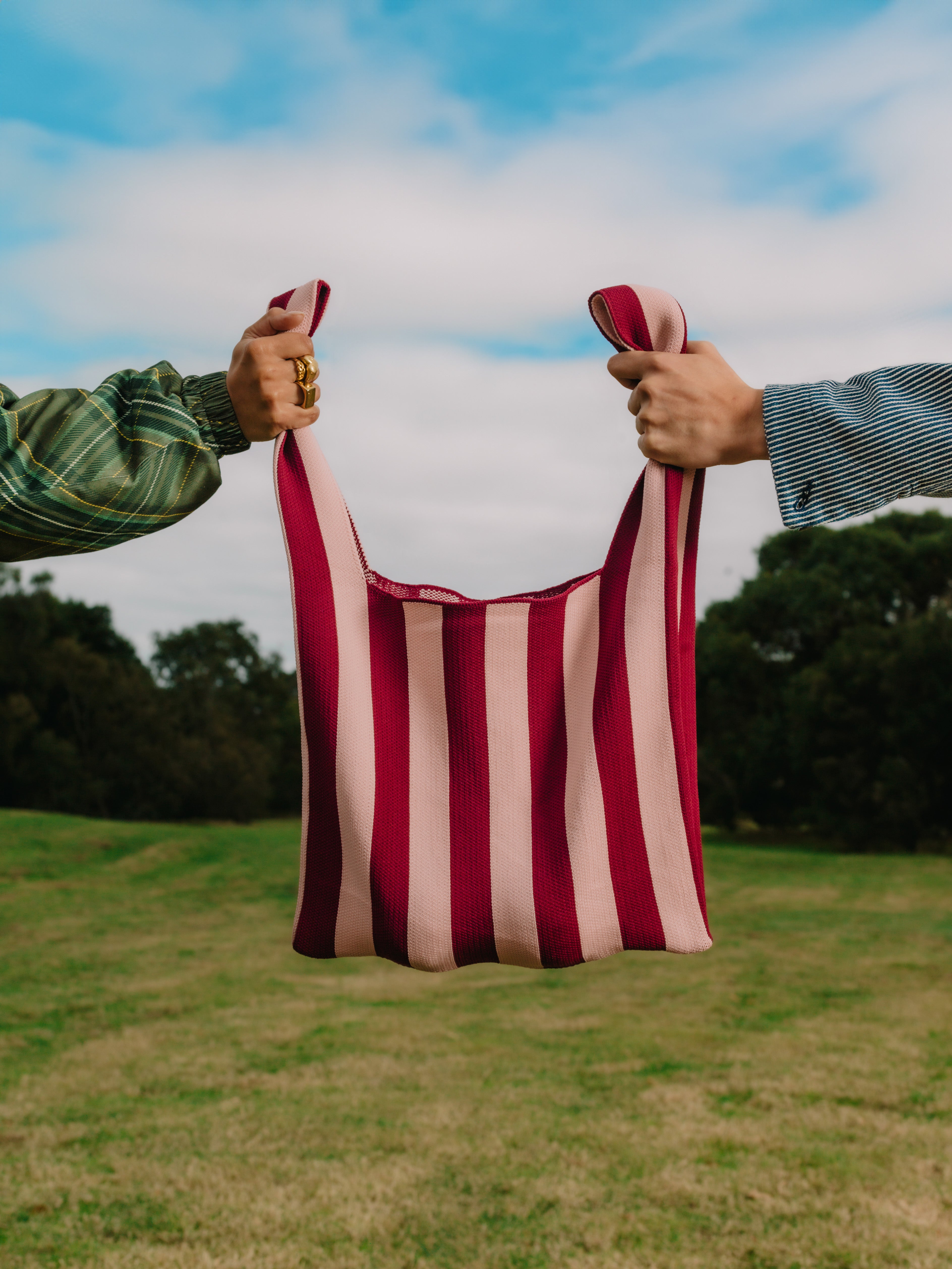 Liburan XXL Striped Tote Bag – Pink/Sangria