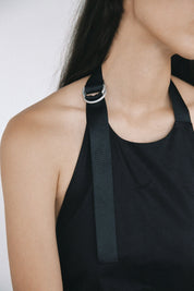 Ring Detail Halter Dress - Black