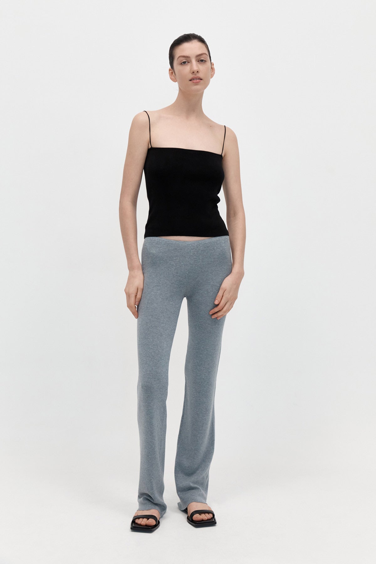 Low Waist Knit Pants - Grey Marle