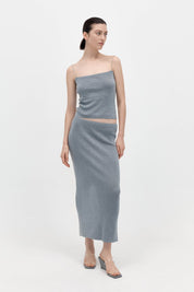 Low Waist Knit Skirt - Grey Marle