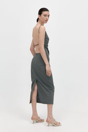 Low Waist Pencil Skirt - Thyme