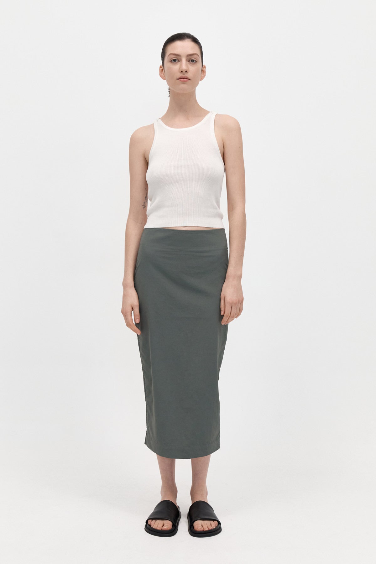 Low Waist Pencil Skirt - Thyme