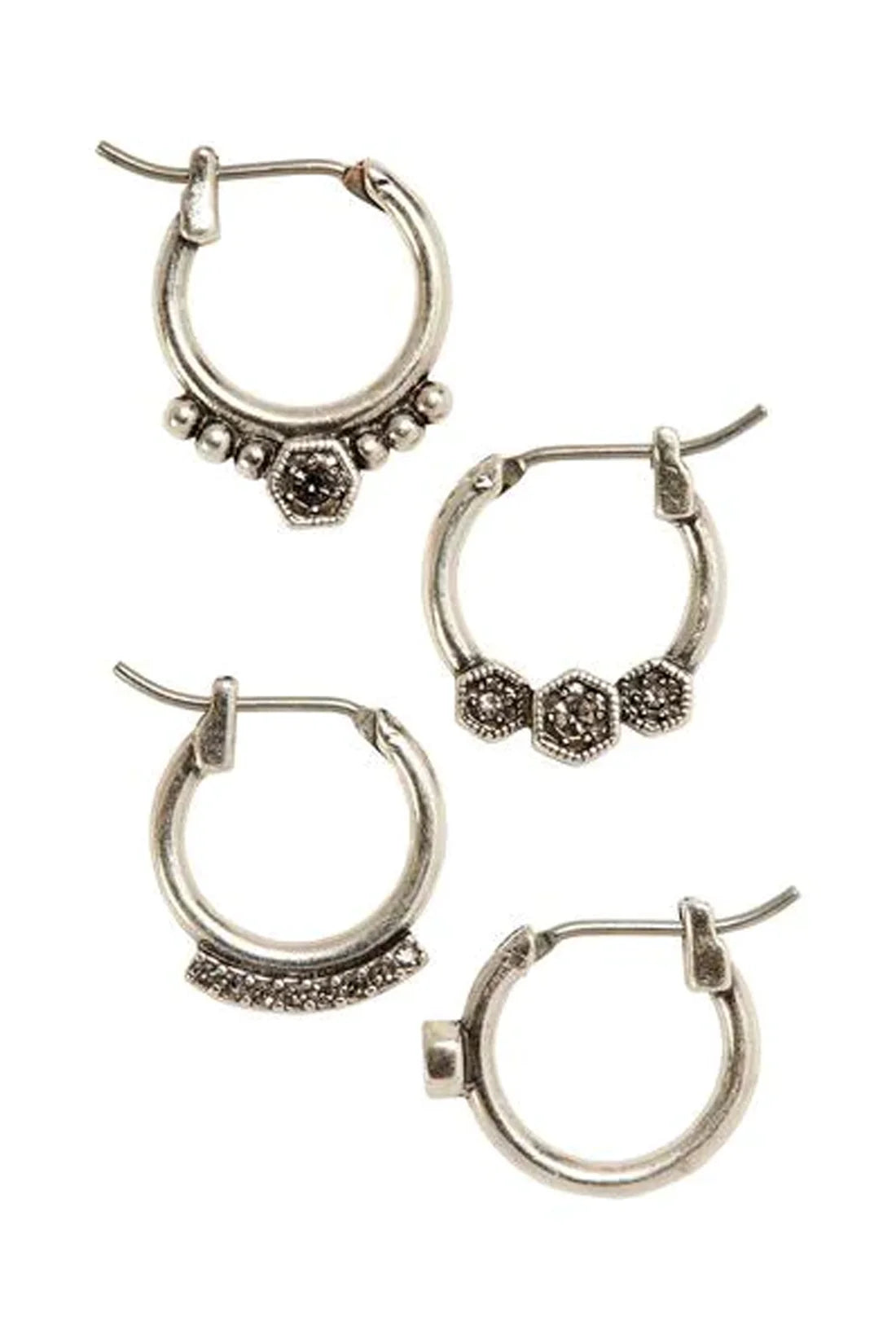 Full Bloom Hoop Earring Set - Silver