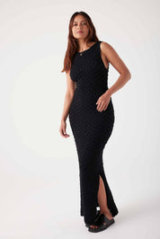 Mila Reversible Textured Maxi Dress - Black