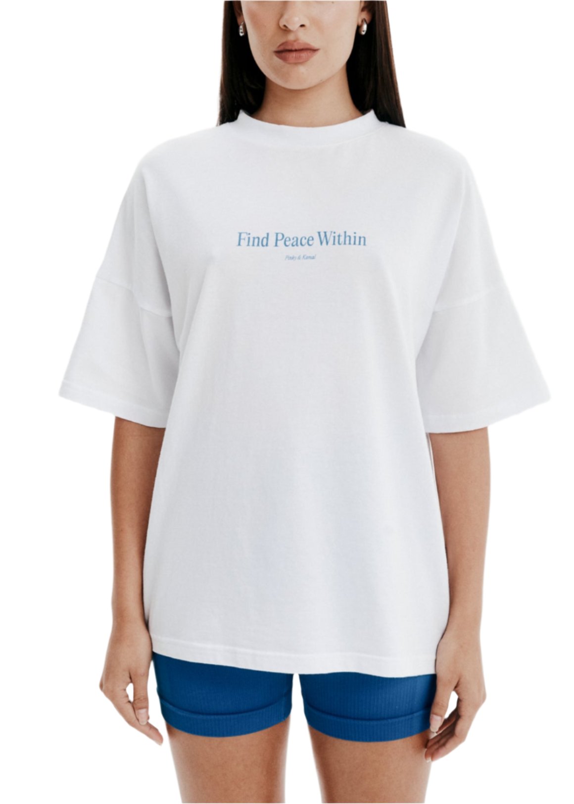 T-Shirts - Find Peace Within T-Shirt- White/Blue