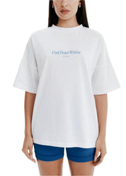 T-Shirts - Find Peace Within T-Shirt- White/Blue