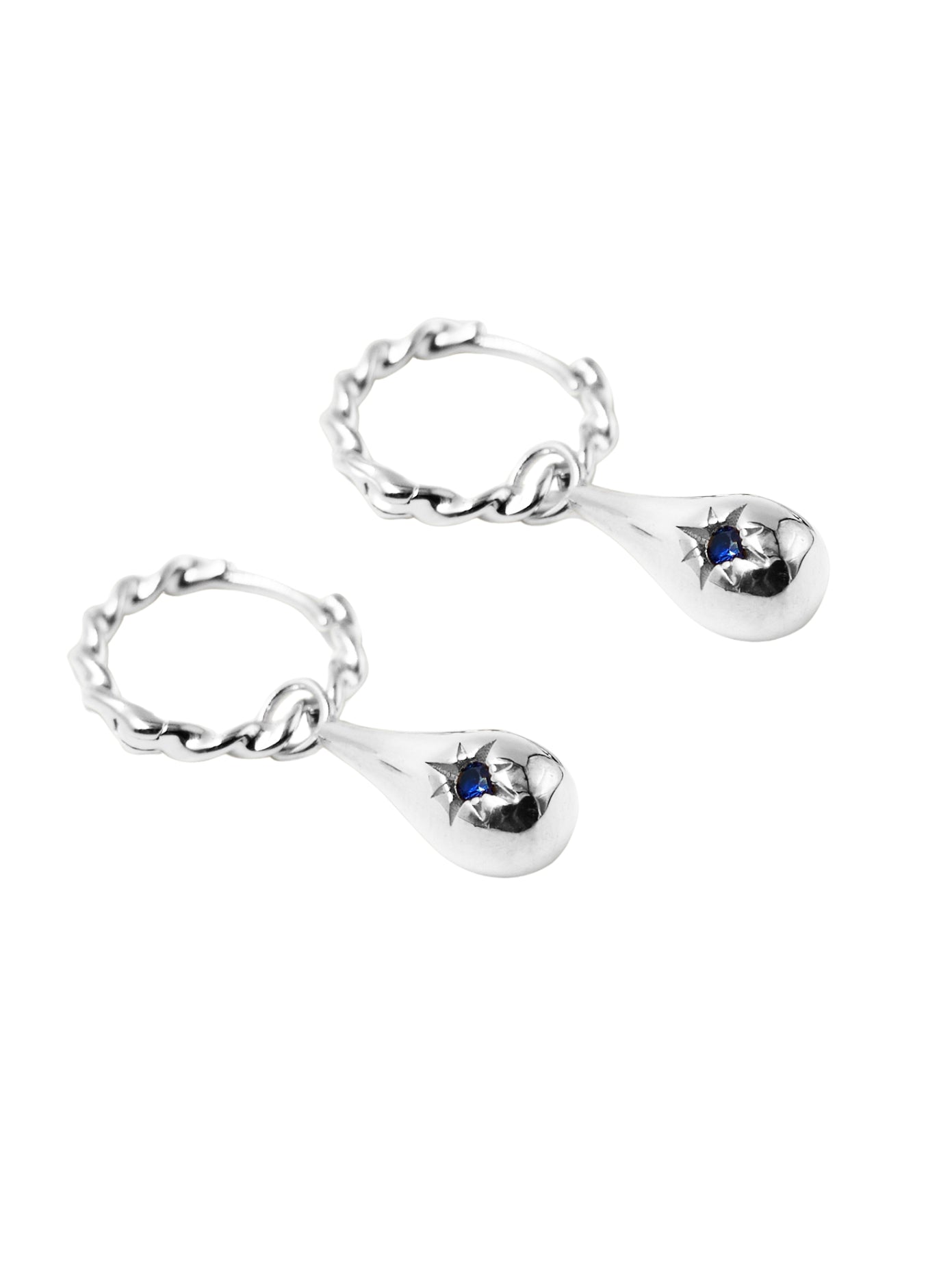 Tear Drop Twist Earring lapis/silver