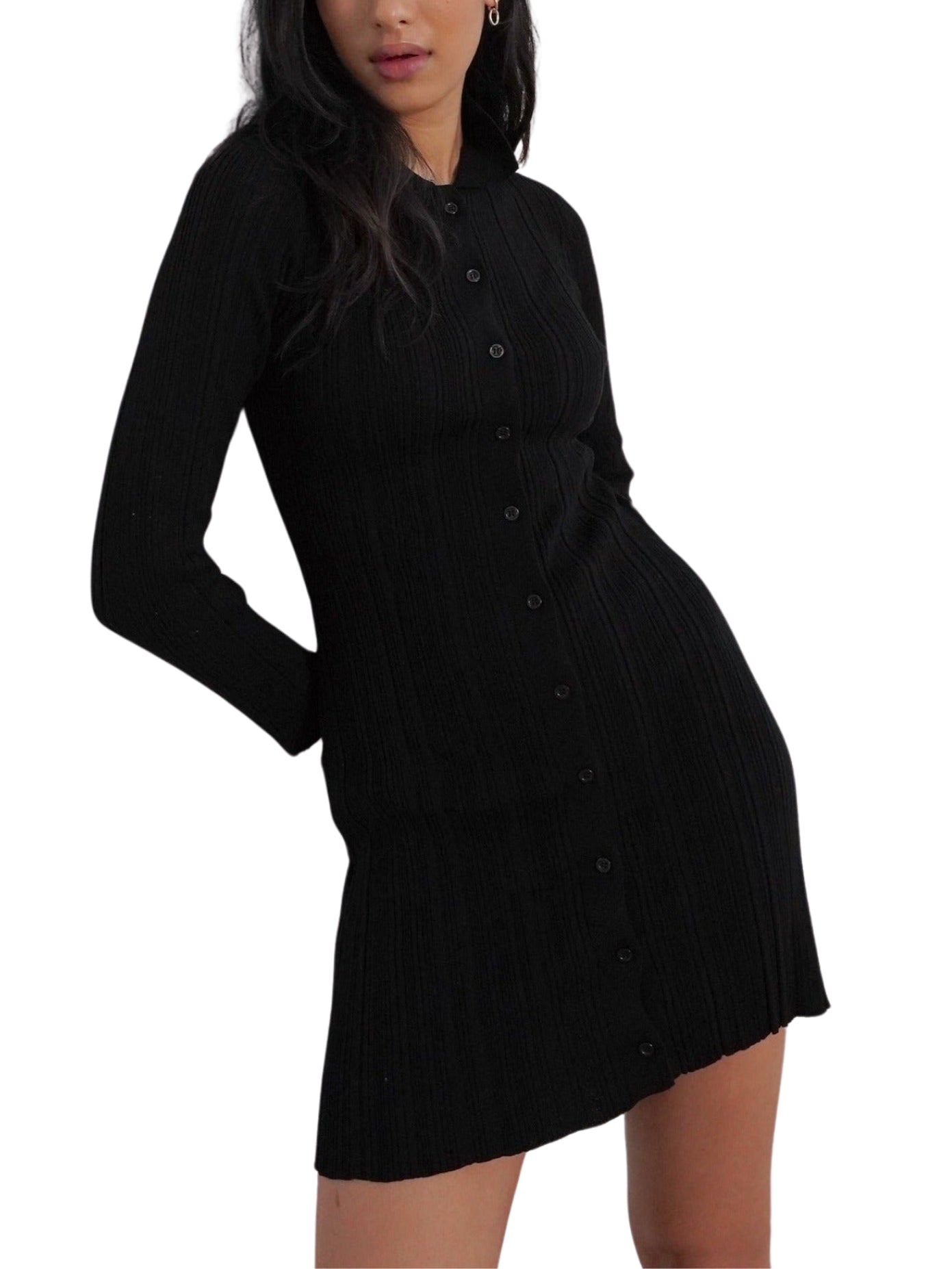 Leisure Knit Mini Dress - Black