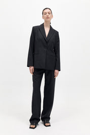 Pinstripe Tailored Trousers - Black