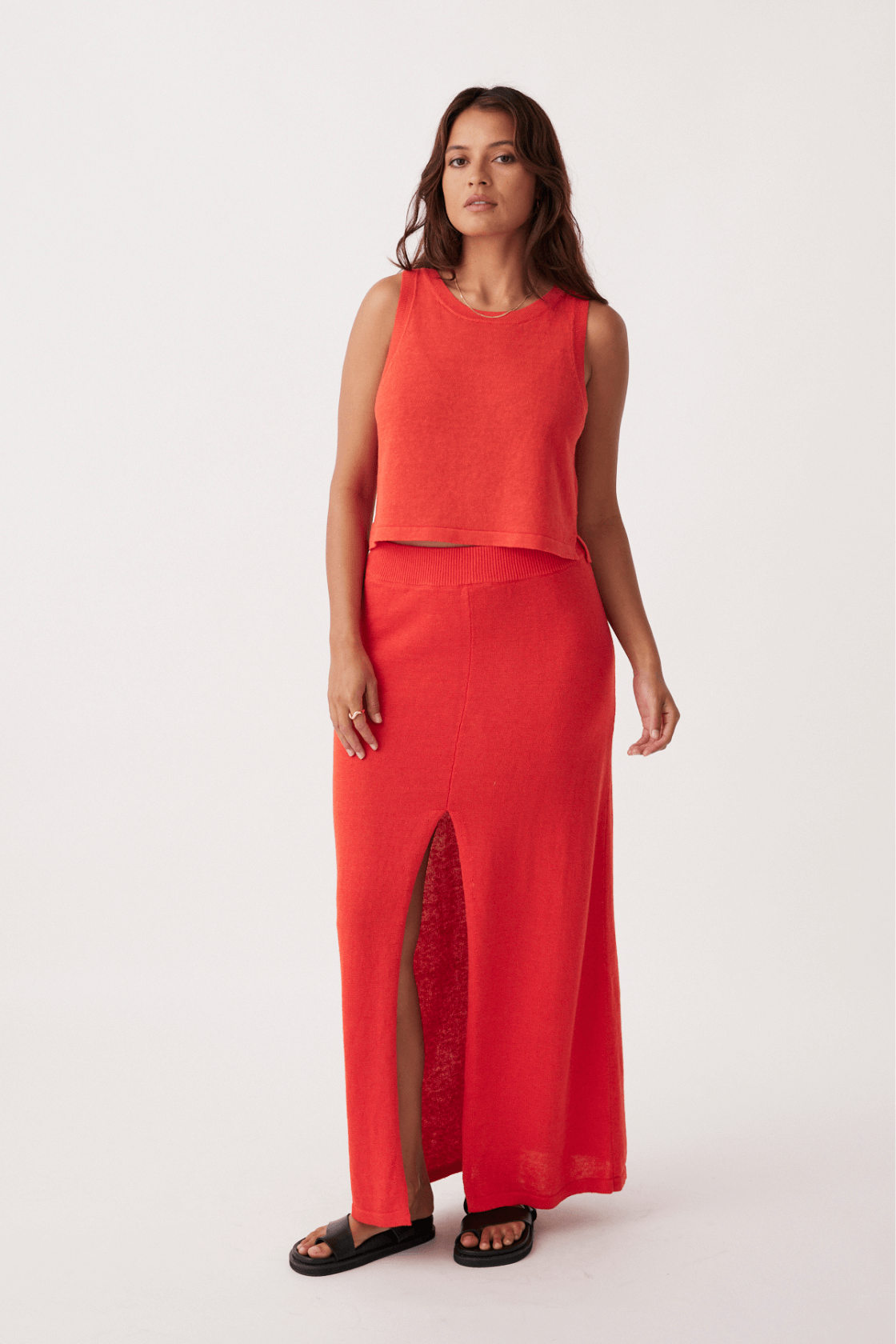 Poppy Organic Cotton Linen Skirt - Hibiscus