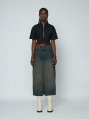 Denim Maxi Skirt - Dirty Wash