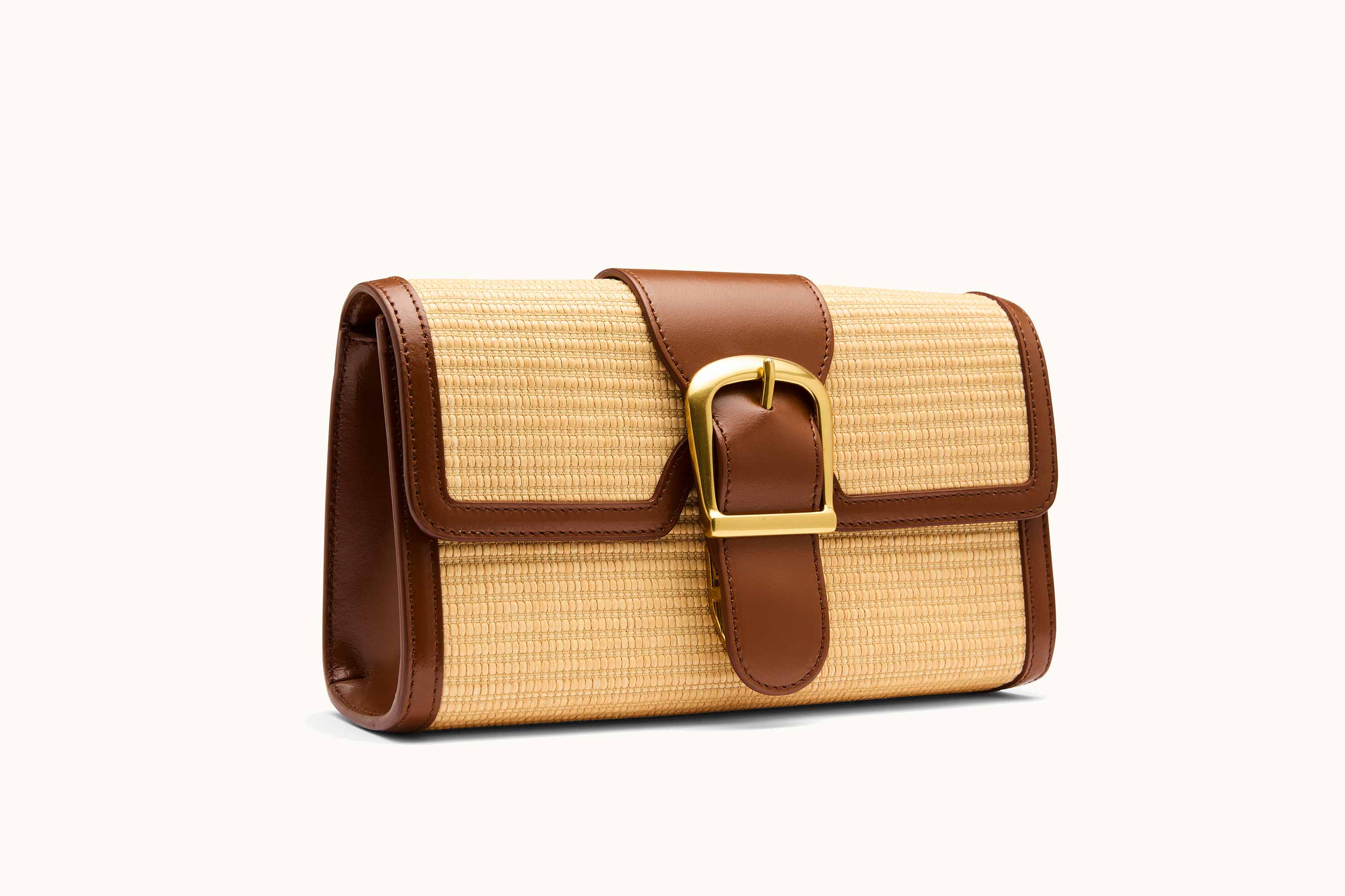 2.8 Raffia and Cognac Small Bag Raffia and Cognac