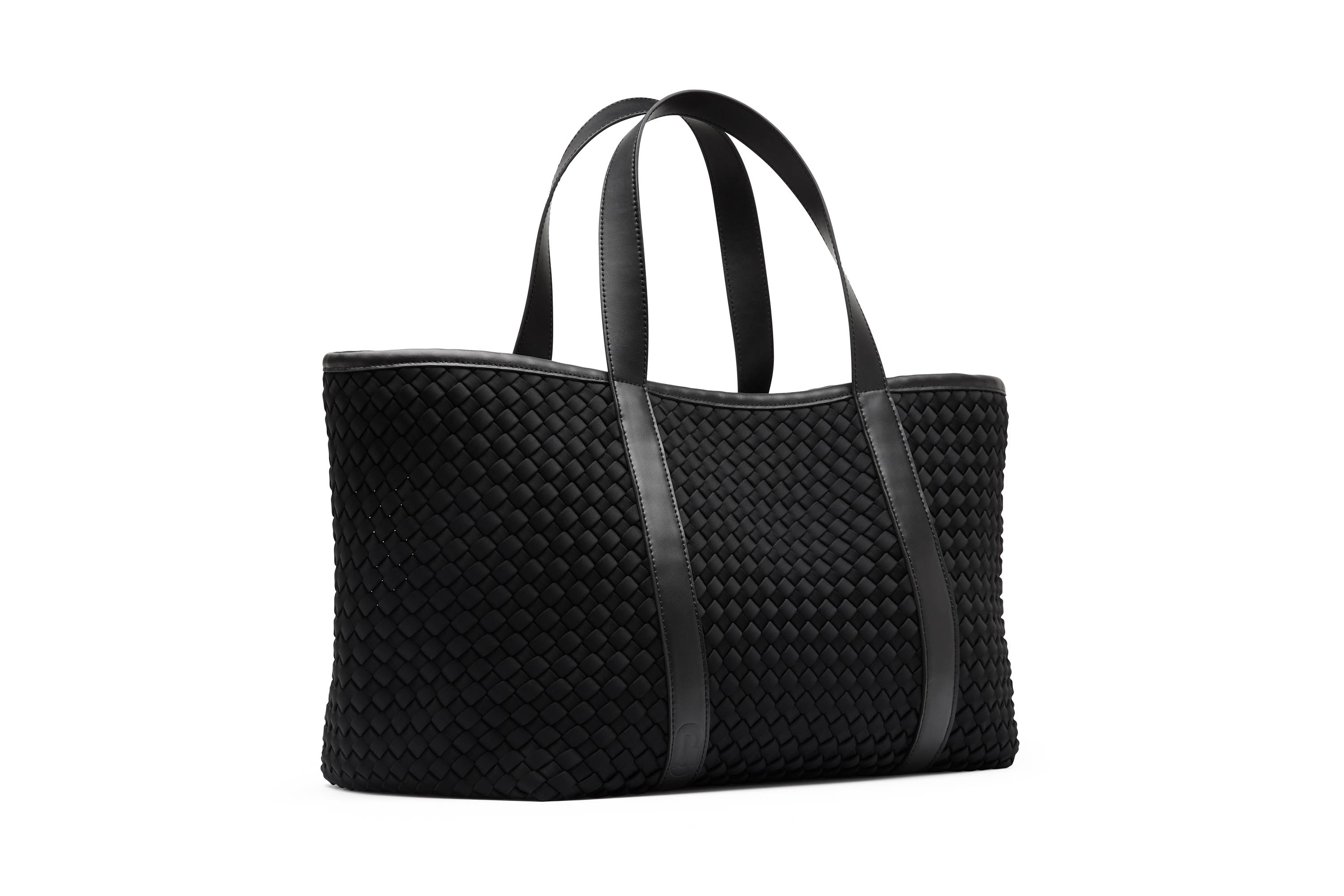 18.56 Woven Neoprene with Leather Carry-All Tote Black