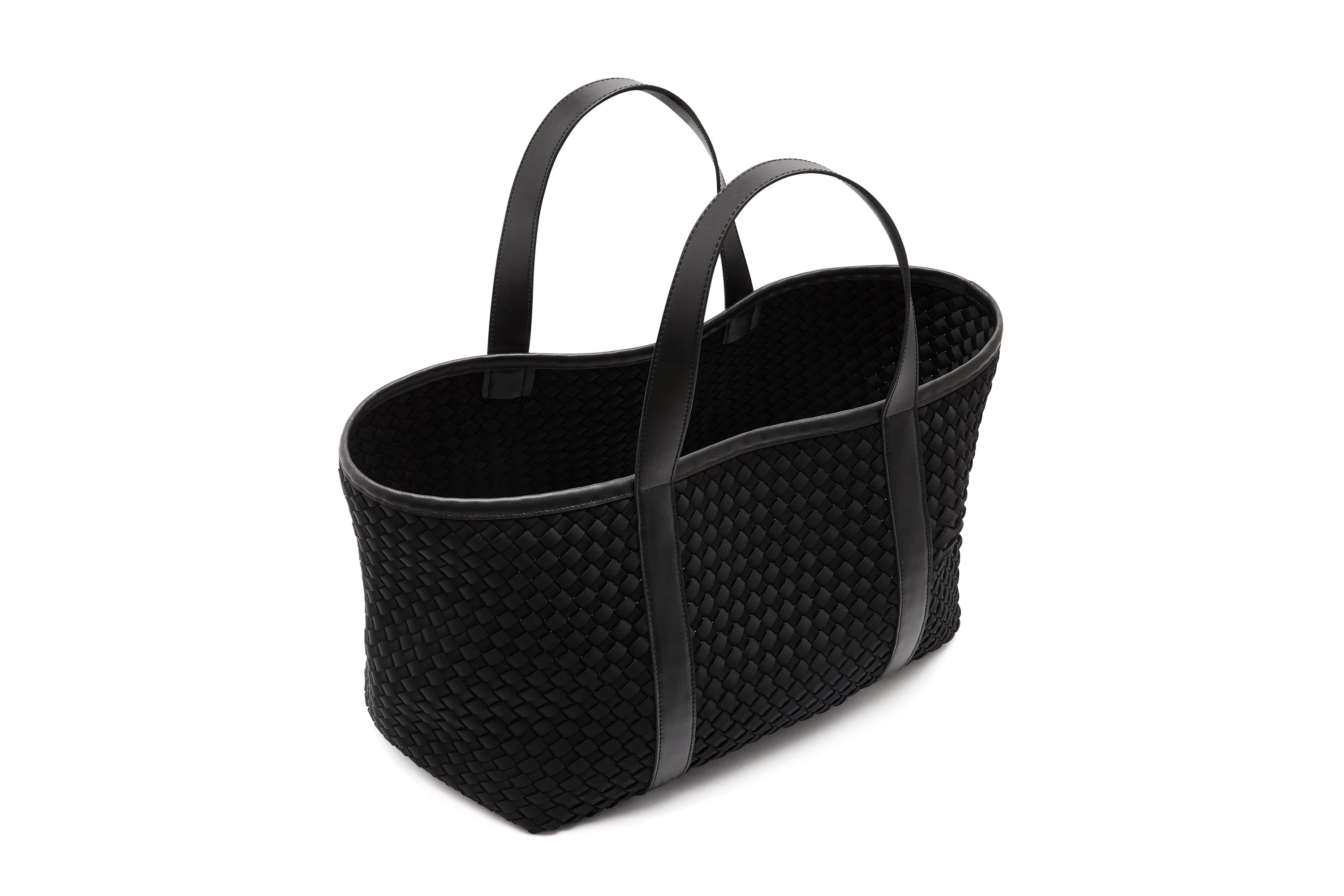 18.56 Woven Neoprene with Leather Carry-All Tote Black