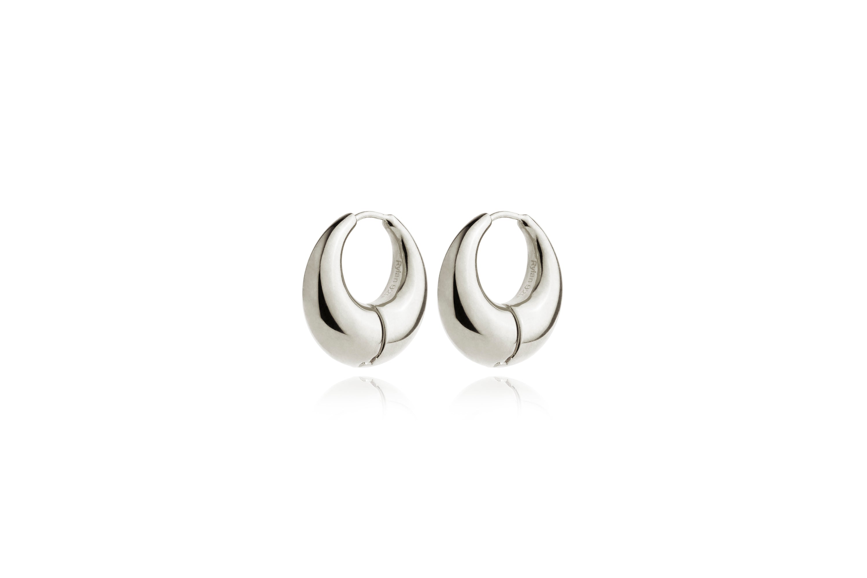 Smooth Moon Hoop Earrings Silver