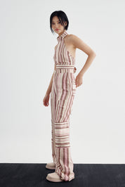 Audrey Halter Top - Macaroon Stripe