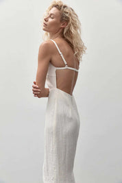 Linen Open Back Dress - Ivory