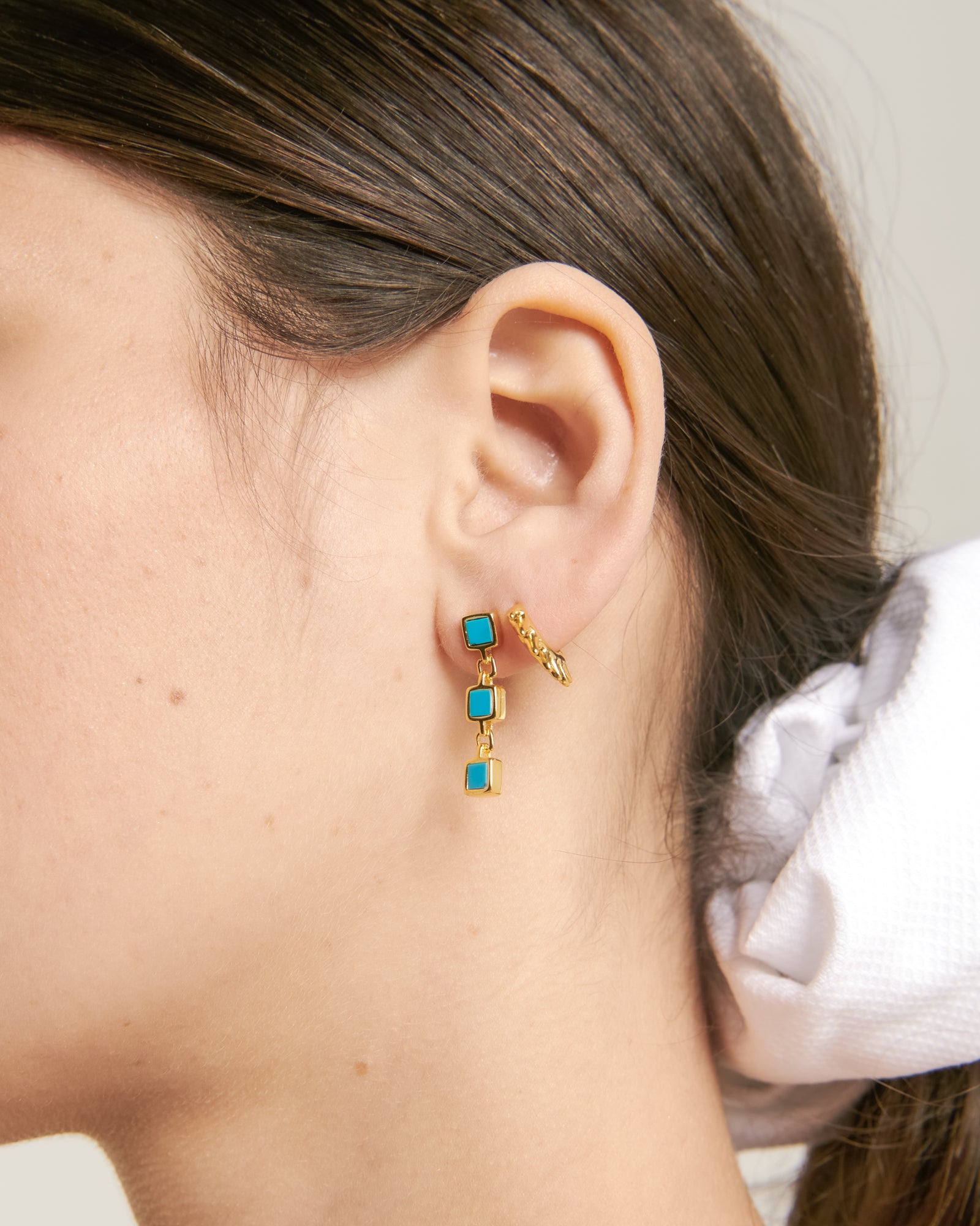 Santiago Triple Stud,Turquoise/Gold