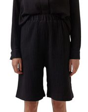 Relaxed Cotton Muslin Shorts Black