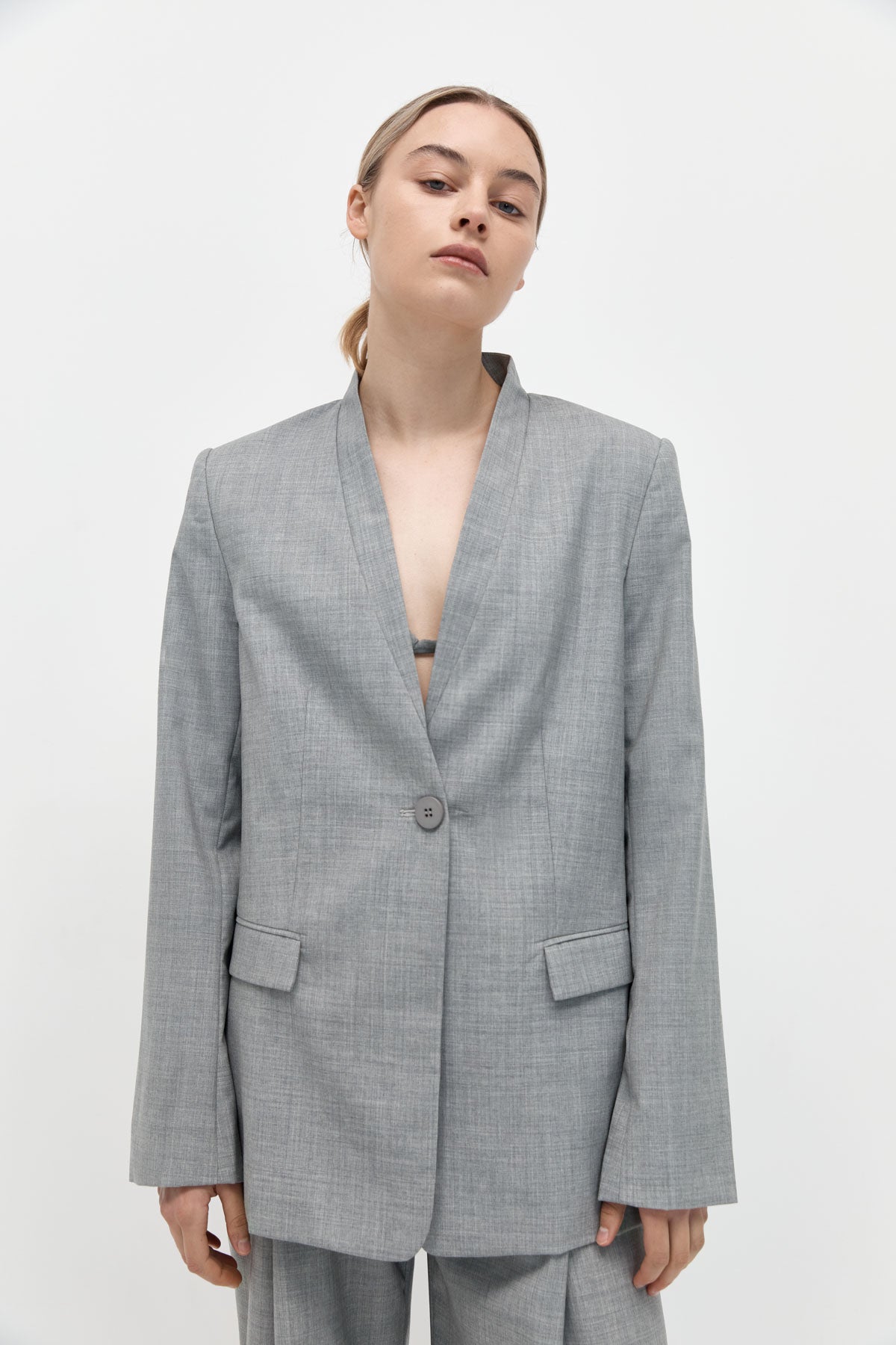 Shawl Collar Blazer - Grey