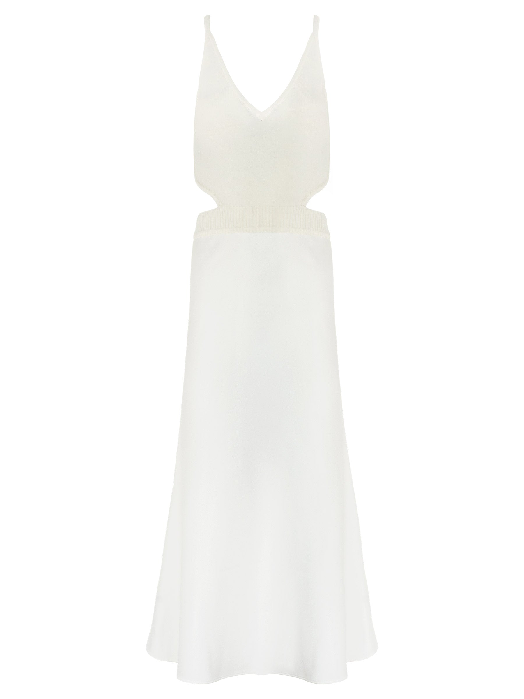 Knitted Cami Bias Dress Cream