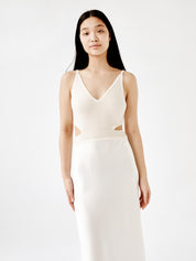 Knitted Cami Bias Dress Cream