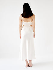 Knitted Cami Bias Dress Cream