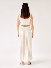 Sleeveless Knit Tie Crop White