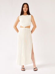 Sleeveless Knit Tie Crop White