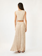 Sleeveless Knit Tie Crop Tan Marle