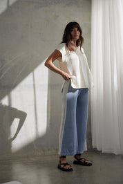 Larri Organic Linen Pant - Sky & Cream