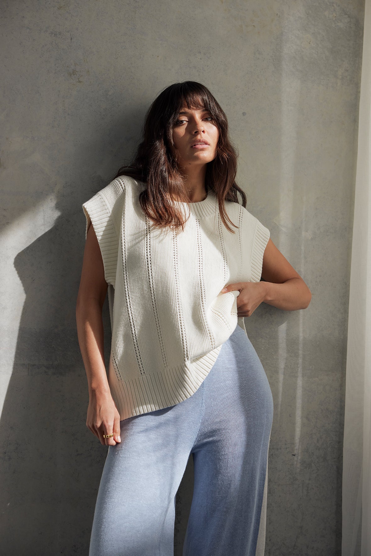 Eva Organic Cotton Vest - Cream