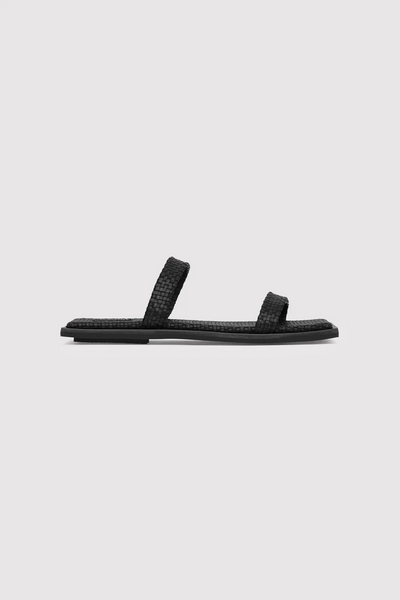 Woven Two Strap Slide - Black