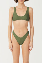 Signature Crop Bralette Top - Khaki