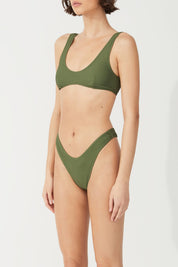 Signature Crop Bralette Top - Khaki