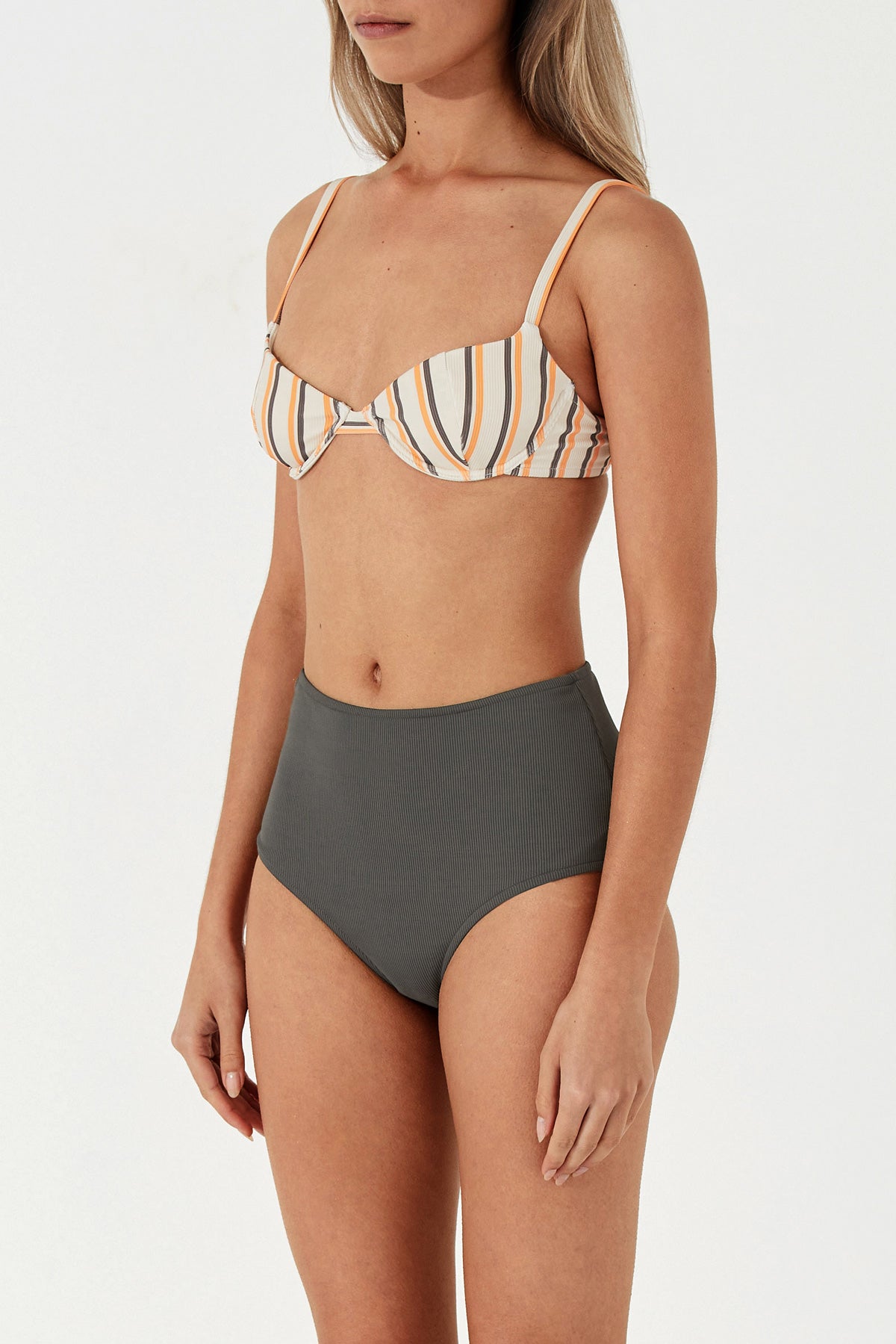 Licorice Stripe Rib Balconette Bra Cup
