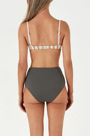 Licorice Stripe Rib Balconette Bra Cup