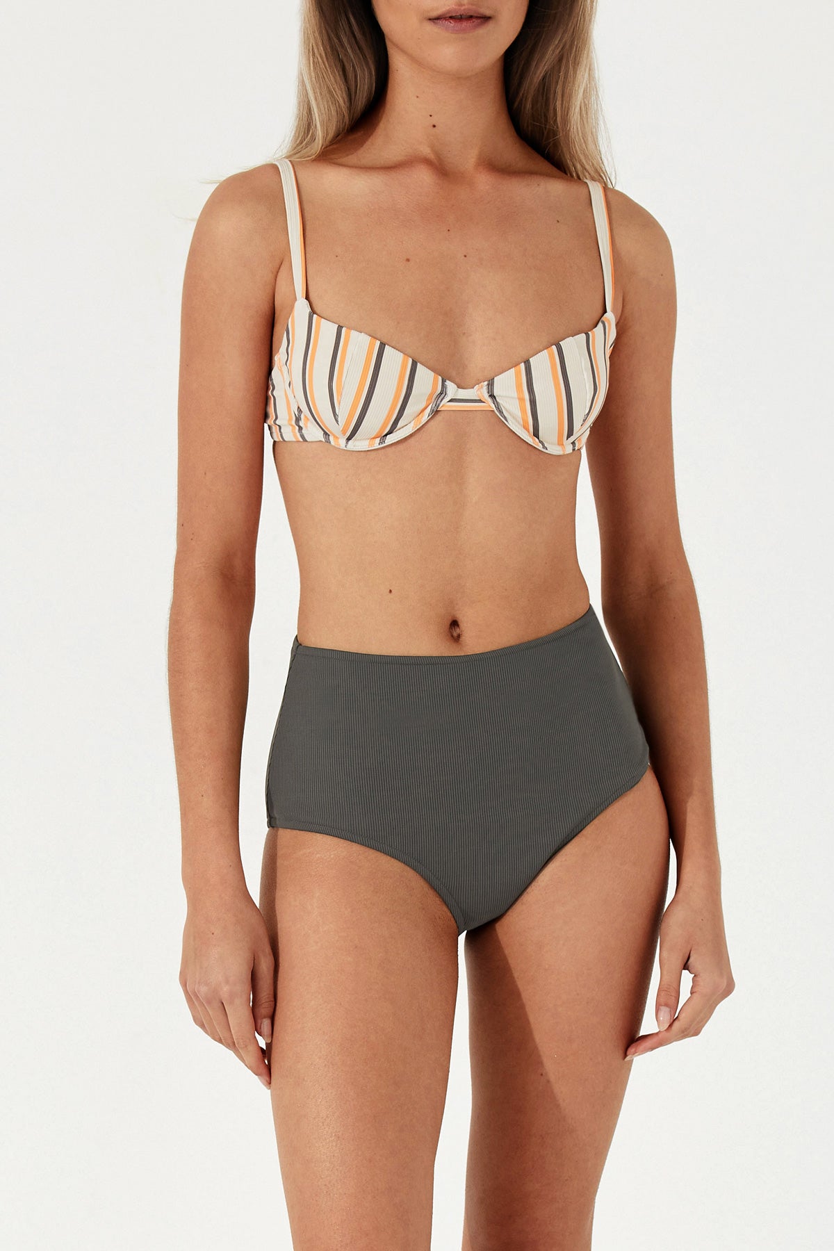 Licorice Stripe Rib Balconette Bra Cup