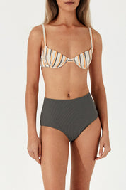 Licorice Stripe Rib Balconette Bra Cup