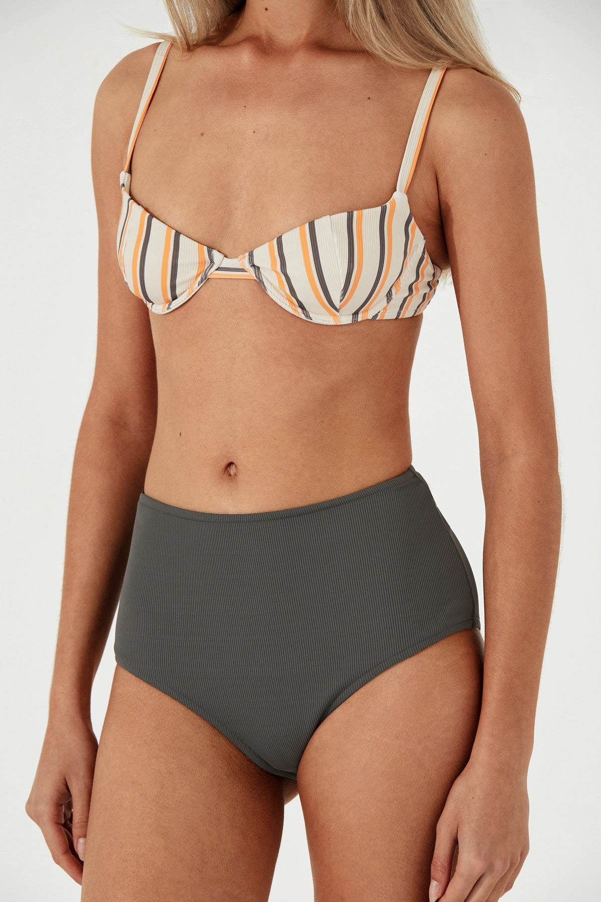 Licorice Stripe Rib Balconette Bra Cup