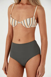 Licorice Stripe Rib Balconette Bra Cup