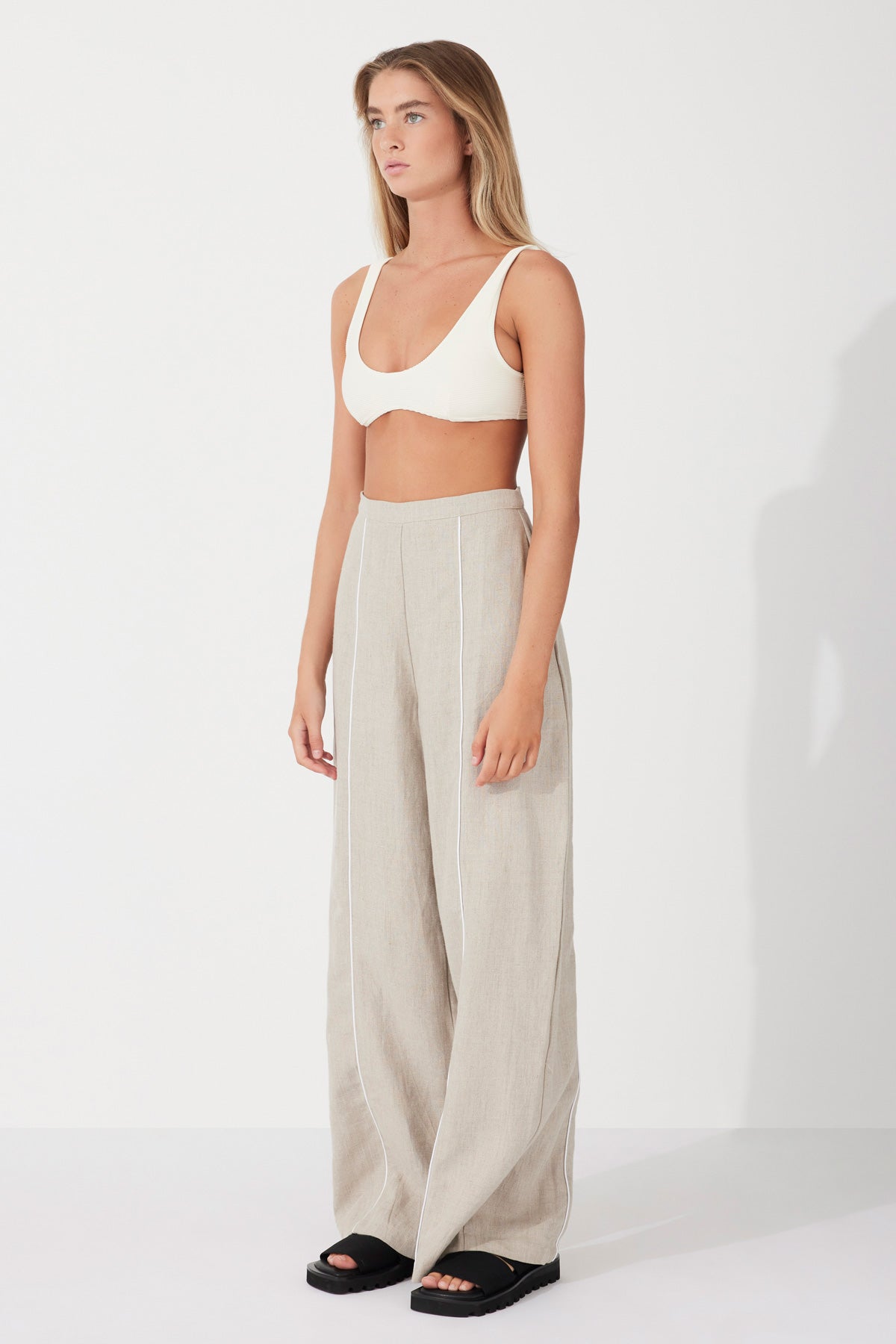 Husk Contrast Linen Pant